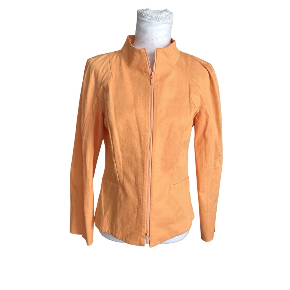 NWT $498 Lafayette 148 Zip‎ Front Lightweight Stretch Jacket Creamsicle Orange 4